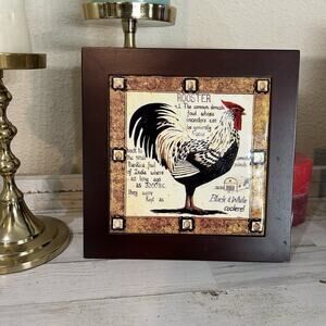 Rooster Picture Chicken Wood Frame Wall Art Home Decor